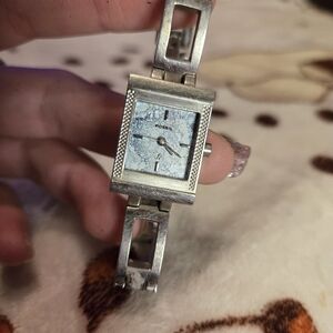 Fosil Silver Watch with Blue Face MISSING THE CLEAR PART THAT GOES OVER THE FACE